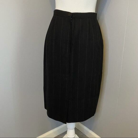 Giorgio Armani Le Collezioni Womens Black Pinstriped Pencil Skirt Sz 6 - Picture 5 of 12